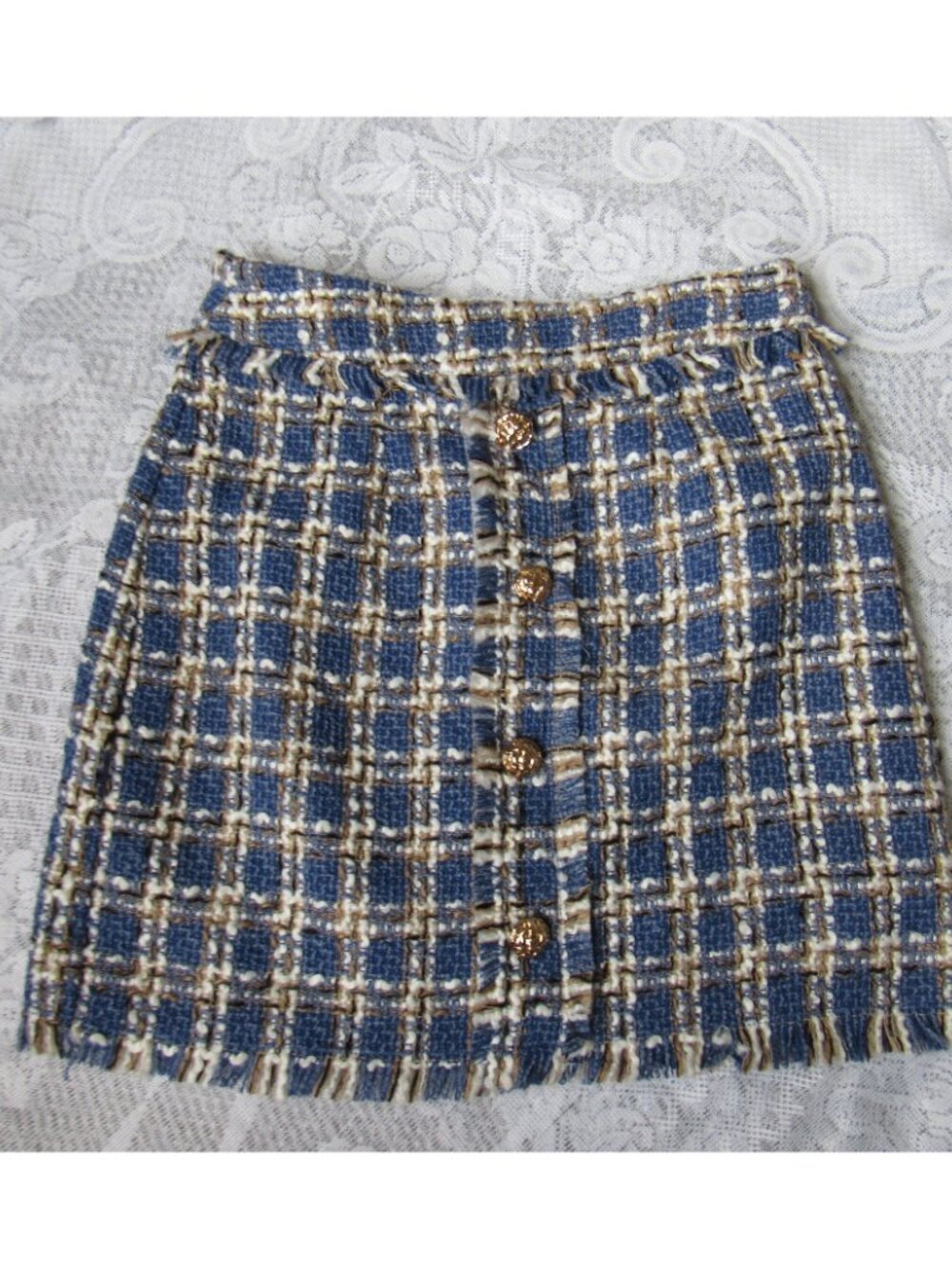 Loveriche Skirt, sz.S,lined, Blue/White